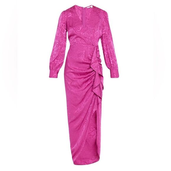 NWT Veronica beard WEISS PAISLEY JACQUARD DRESS magenta pink Sz 4 silk - Picture 5 of 15